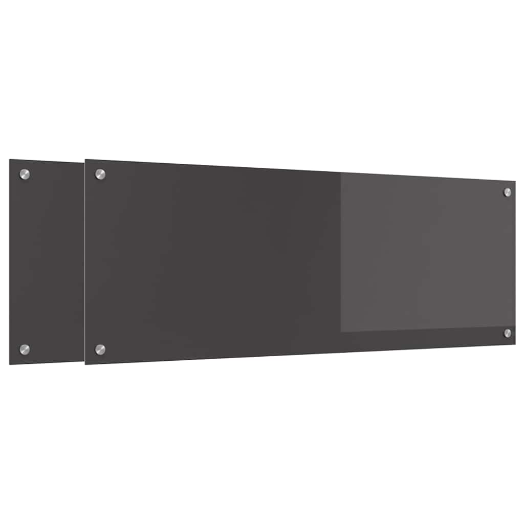 Küchenrückwand 2 stk. Dunkelgrau 110 x 40 cm Gehärtetes Glas