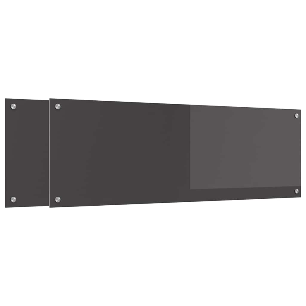 Küchenrückwand 2 stk. Dunkelgrau 120 x 40 cm Gehärtetes Glas