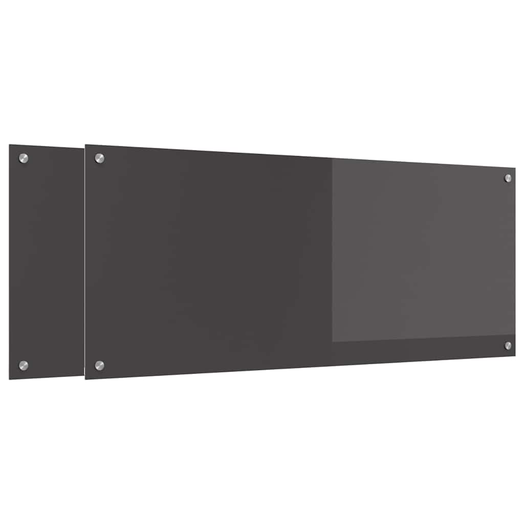 Küchenrückwand 2 stk. Dunkelgrau 120 x 50 cm Gehärtetes Glas