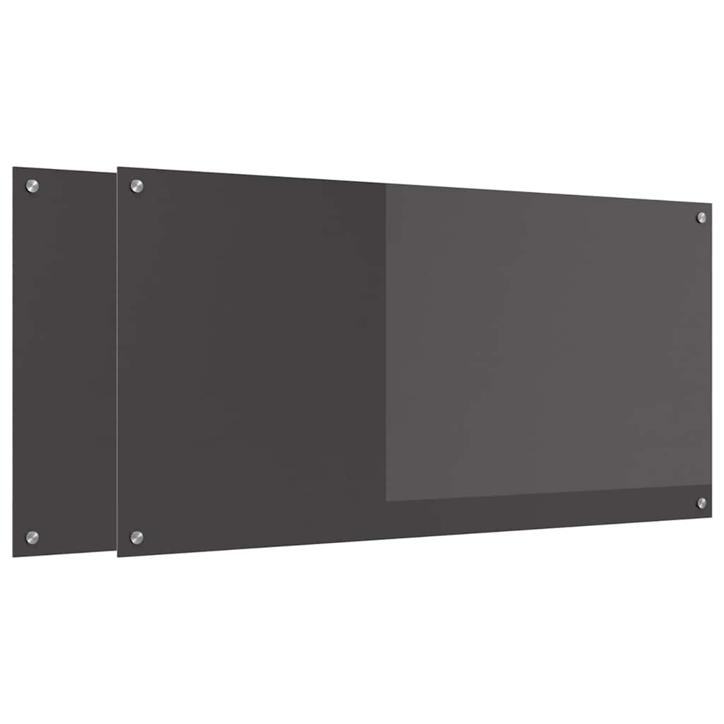 Küchenrückwand 2 stk. Dunkelgrau 120 x 60 cm Gehärtetes Glas