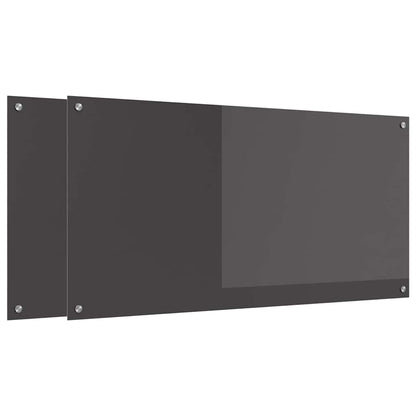 Küchenrückwand 2 stk. Dunkelgrau 120 x 60 cm Gehärtetes Glas