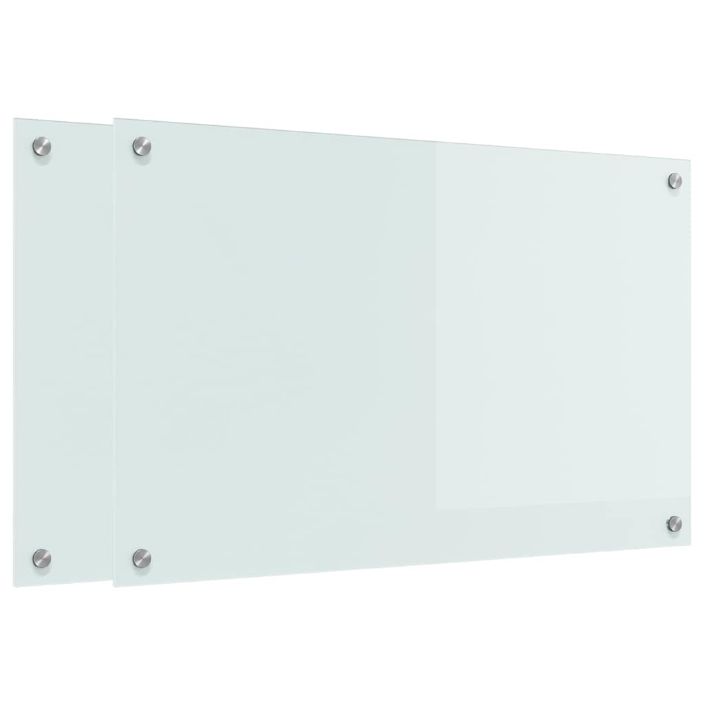 Küchenrückwand 2 pcs Weiß 80 x 50 cm Gehärtetes Glas