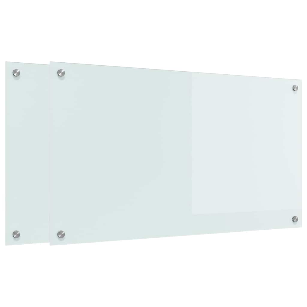 Küchenrückwand 2 pcs Weiß 90 x 50 cm Gehärtetes Glas