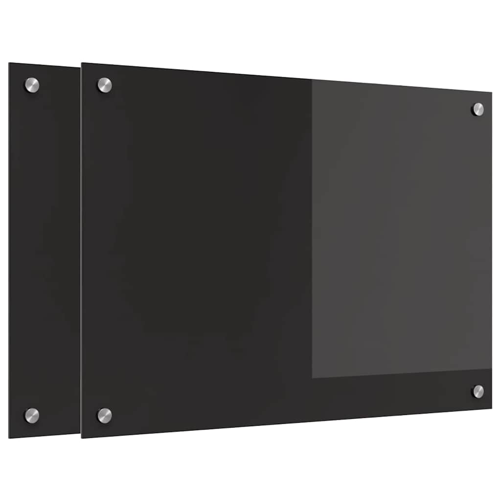 Küchenrückwand 2 stk. Schwarz 70 x 50 cm Gehärtetes Glas