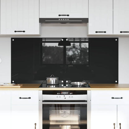 Küchenrückwand 2 Stk. Schwarz 70 x 60 cm Gehärtetes Glas