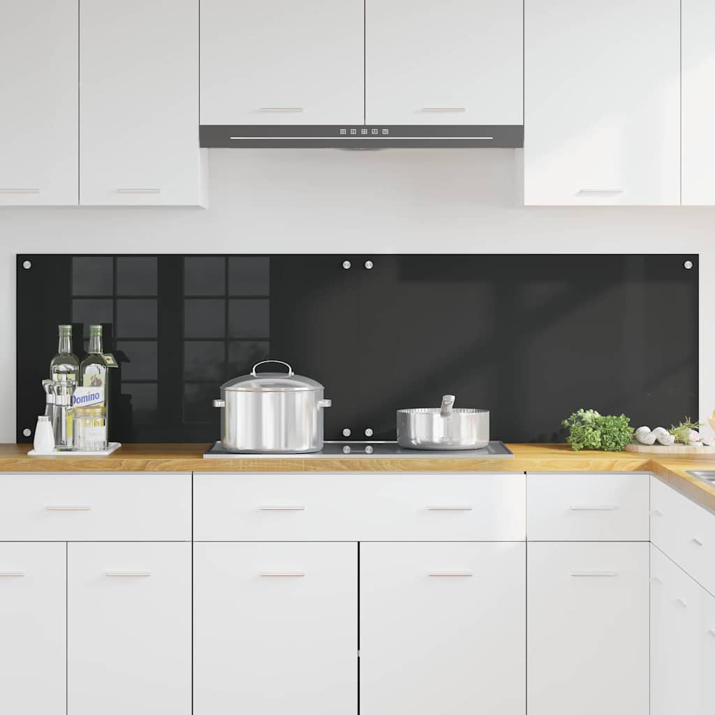 Küchenrückwand 2 stk. Schwarz 90 x 50 cm Gehärtetes Glas