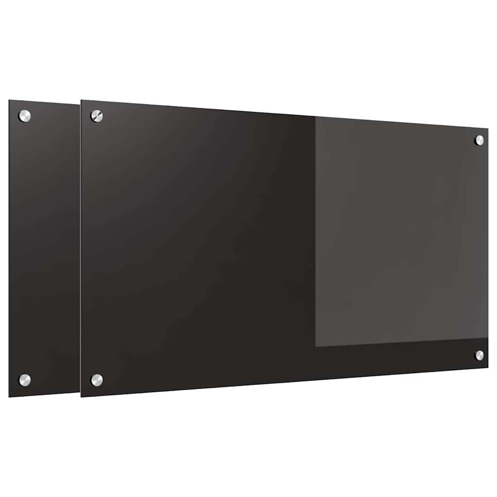 Küchenrückwand 2 stk. Schwarz 90 x 50 cm Gehärtetes Glas