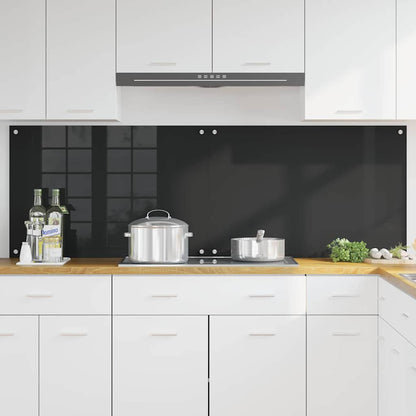 Küchenrückwand 2 Stk. Schwarz 90 x 60 cm Gehärtetes Glas