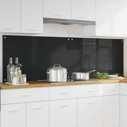 Küchenrückwand 2 Stk. Schwarz 100 x 60 cm Gehärtetes Glas