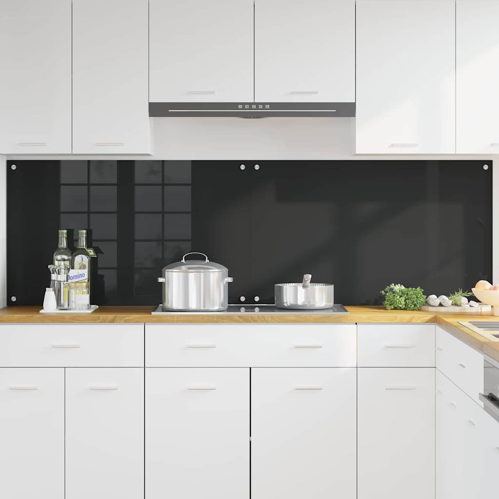 Küchenrückwand 2 Stk. Schwarz 100 x 60 cm Gehärtetes Glas