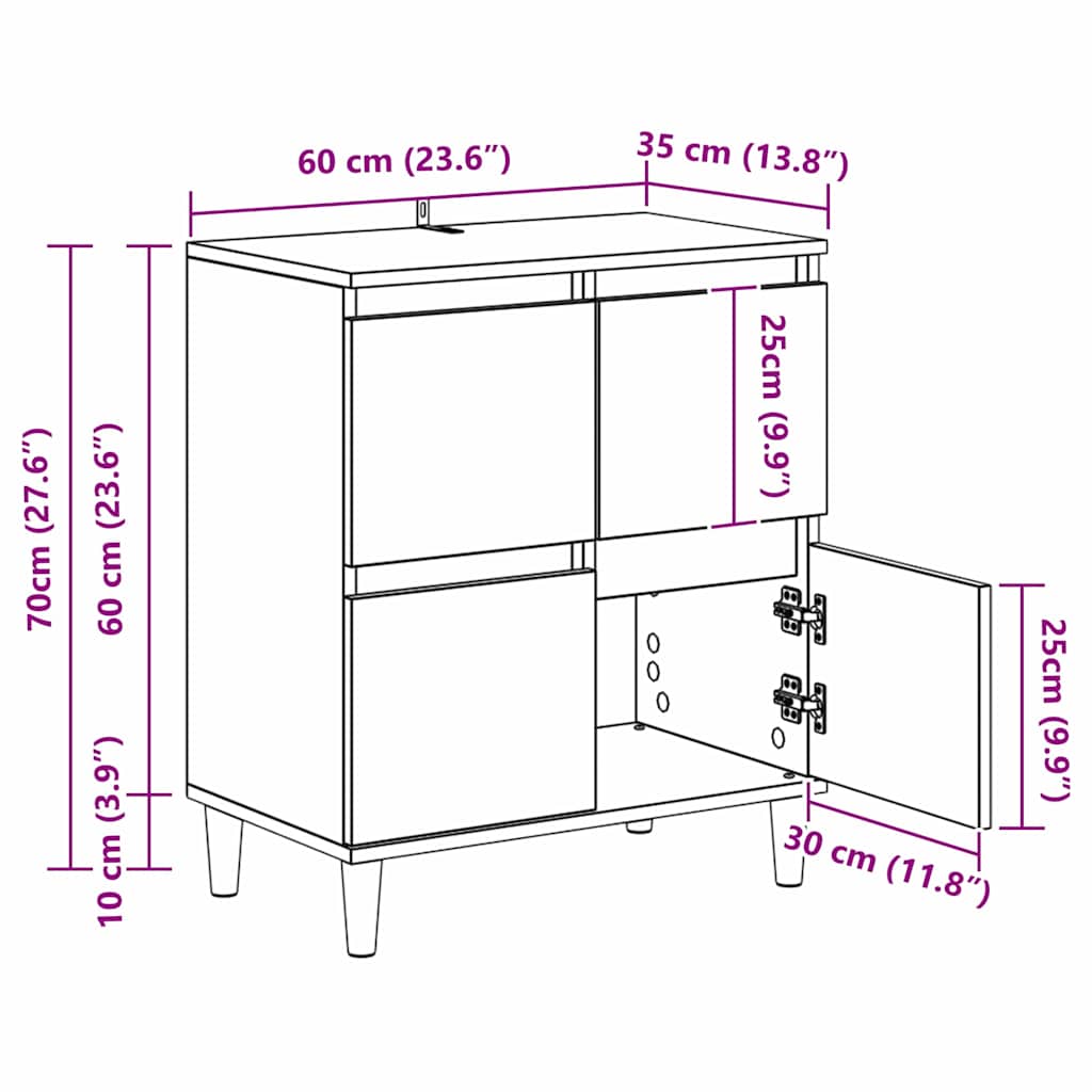 Sideboards 3 pcs Altholz 60 x 35 x 70 cm Holzwerkstoff