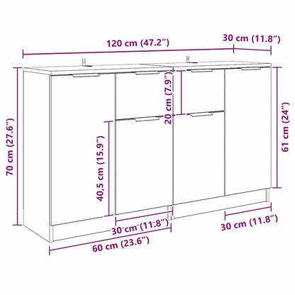 Sideboards 2 stk. Altholz 60 x 30 x 70 cm Holzwerkstoff