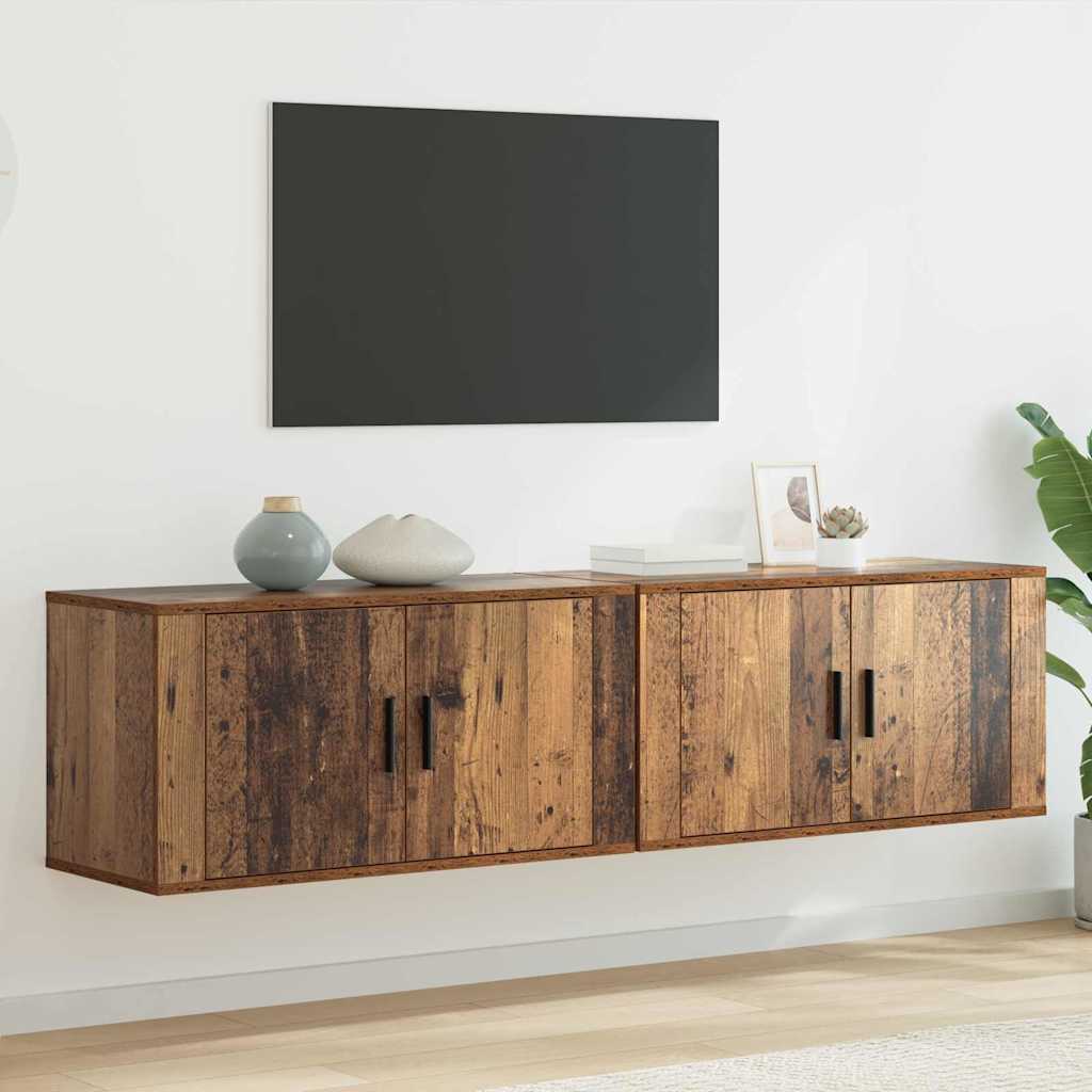 Wand-TV-Schrank Set 2 stk. Altholz Holzwerkstoff