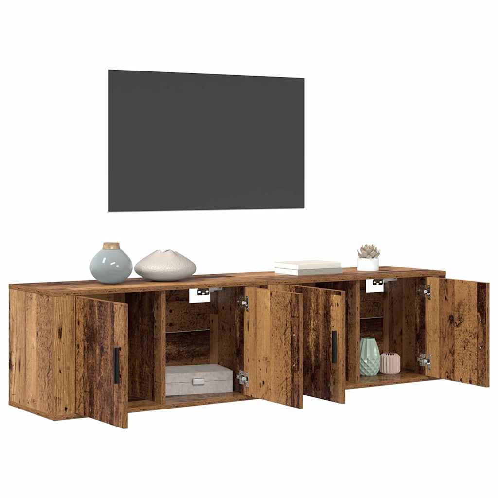 Wand-TV-Schrank Set 2 stk. Altholz Holzwerkstoff