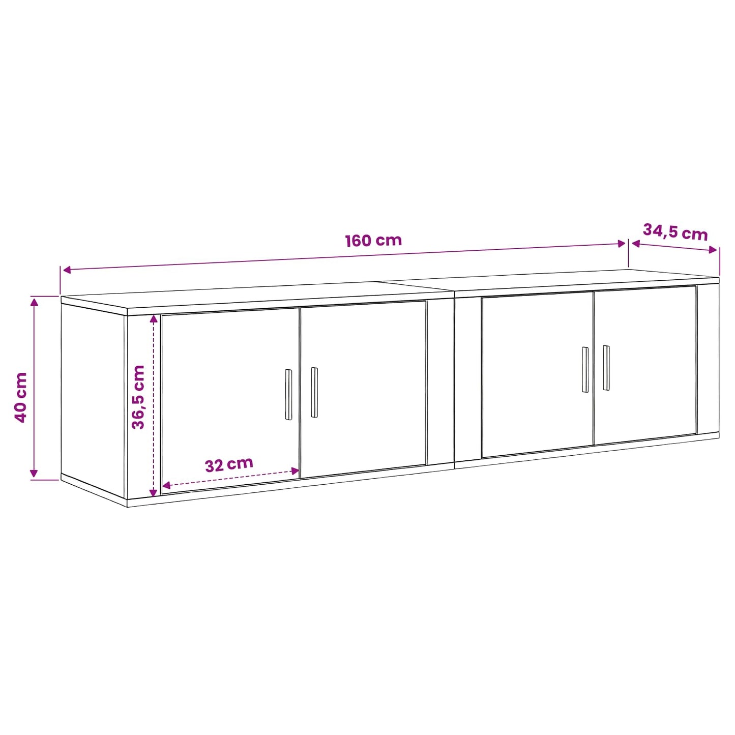 Wand-TV-Schrank Set 2 stk. Altholz Holzwerkstoff
