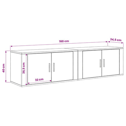 Wand-TV-Schrank Set 2 stk. Altholz Holzwerkstoff