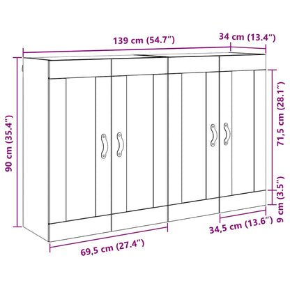 Wandmontierter Schrank 2 stk. Artisan-Eiche 69,5 x 34 x 90 cm