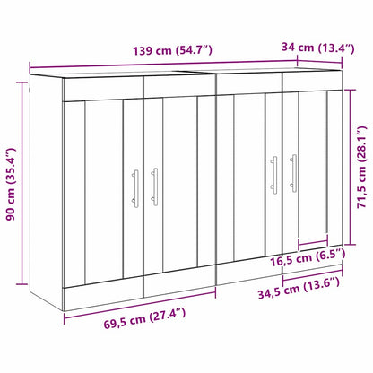 Wandmontierter Schrank 2 stk. Artisan-Eiche 69,5 x 34 x 90 cm