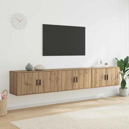 Wand-TV-Schrank Set 3 stk. Artisan-Eiche Holzwerkstoff