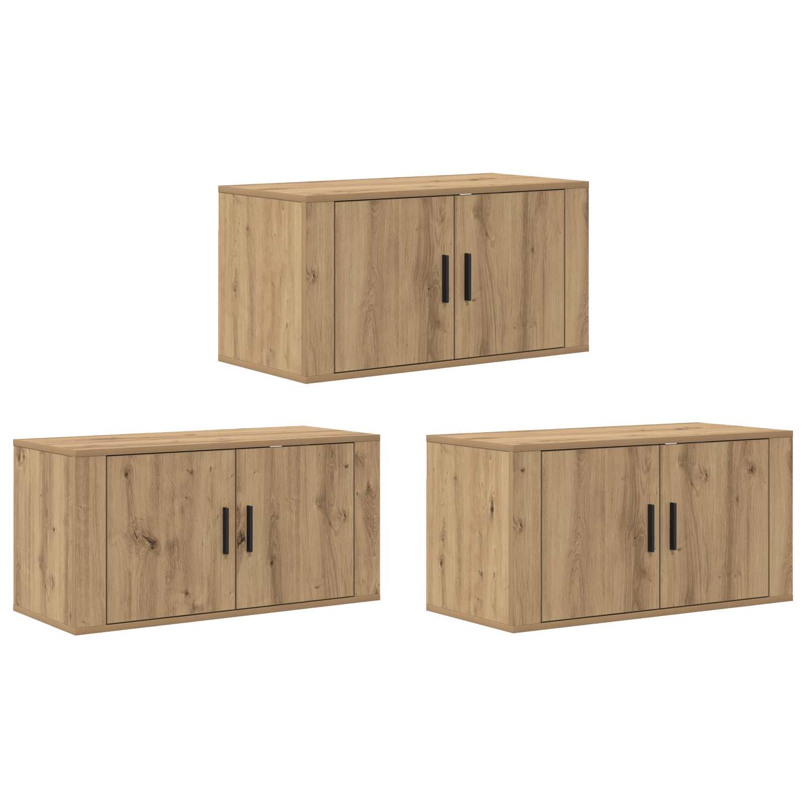 Wand-TV-Schrank Set 3 stk. Artisan-Eiche Holzwerkstoff