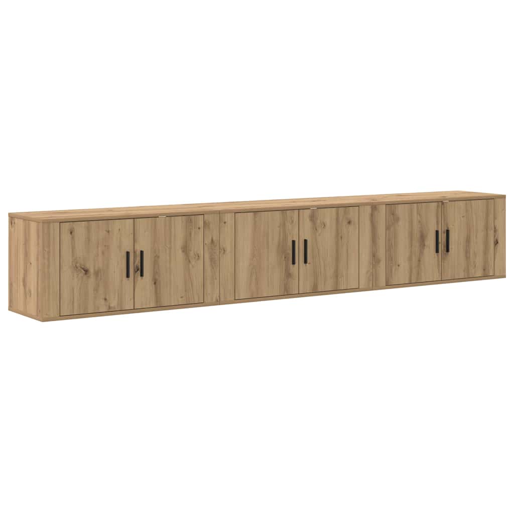 Wand-TV-Schrank Set 3 stk. Artisan-Eiche Holzwerkstoff