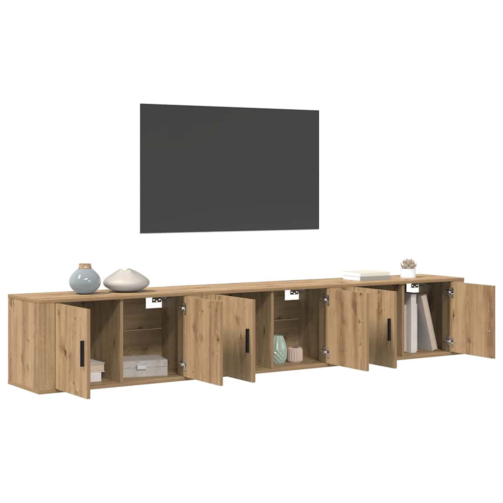 Wand-TV-Schrank Set 3 stk. Artisan-Eiche Holzwerkstoff