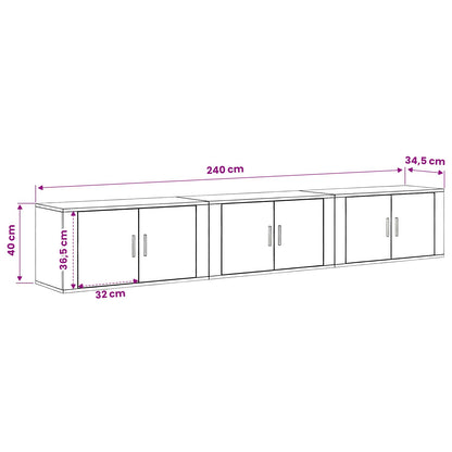 Wand-TV-Schrank Set 3 stk. Artisan-Eiche Holzwerkstoff