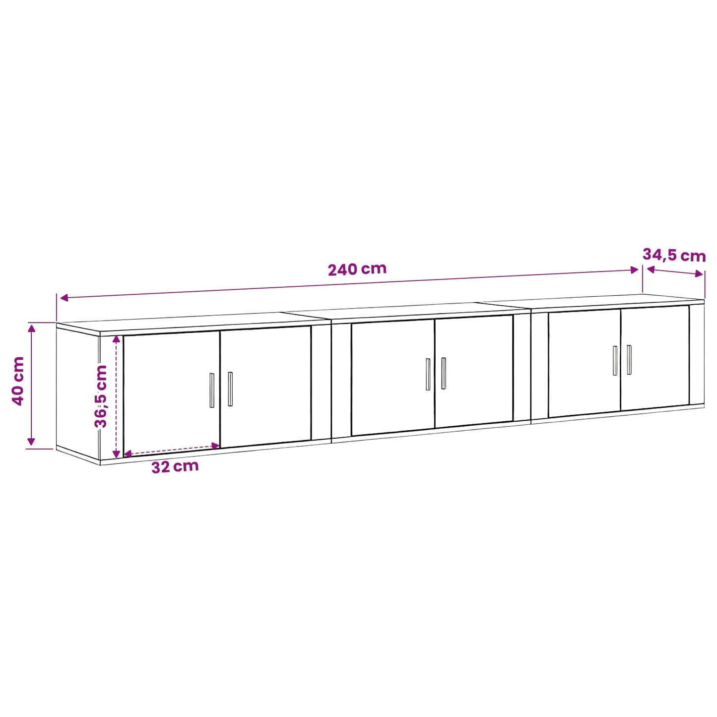 Wand-TV-Schrank Set 3 stk. Artisan-Eiche Holzwerkstoff