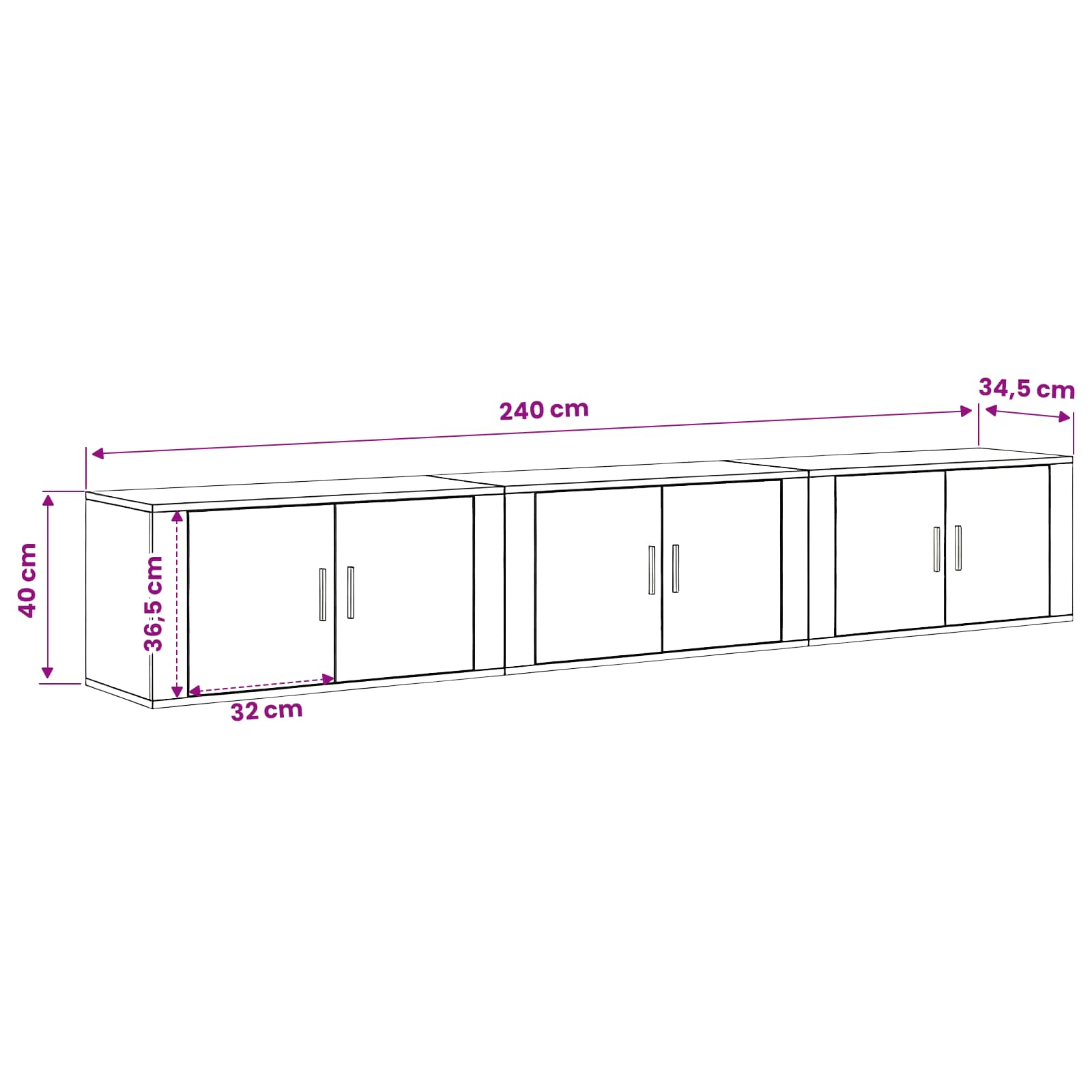 Wand-TV-Schrank Set 3 stk. Artisan-Eiche Holzwerkstoff