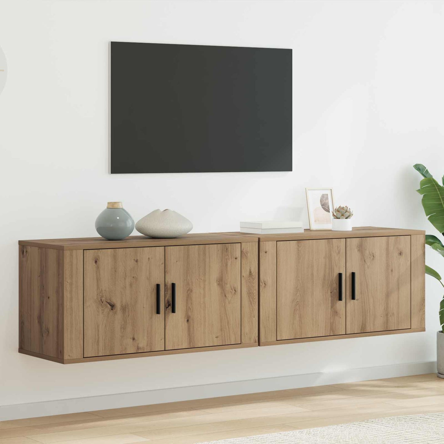 Wand-TV-Schrank Set 2 pcs Artisan-Eiche Holzwerkstoff