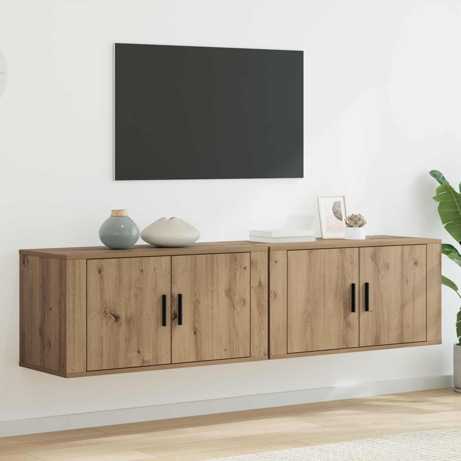 Wand-TV-Schrank Set 2 pcs Artisan-Eiche Holzwerkstoff