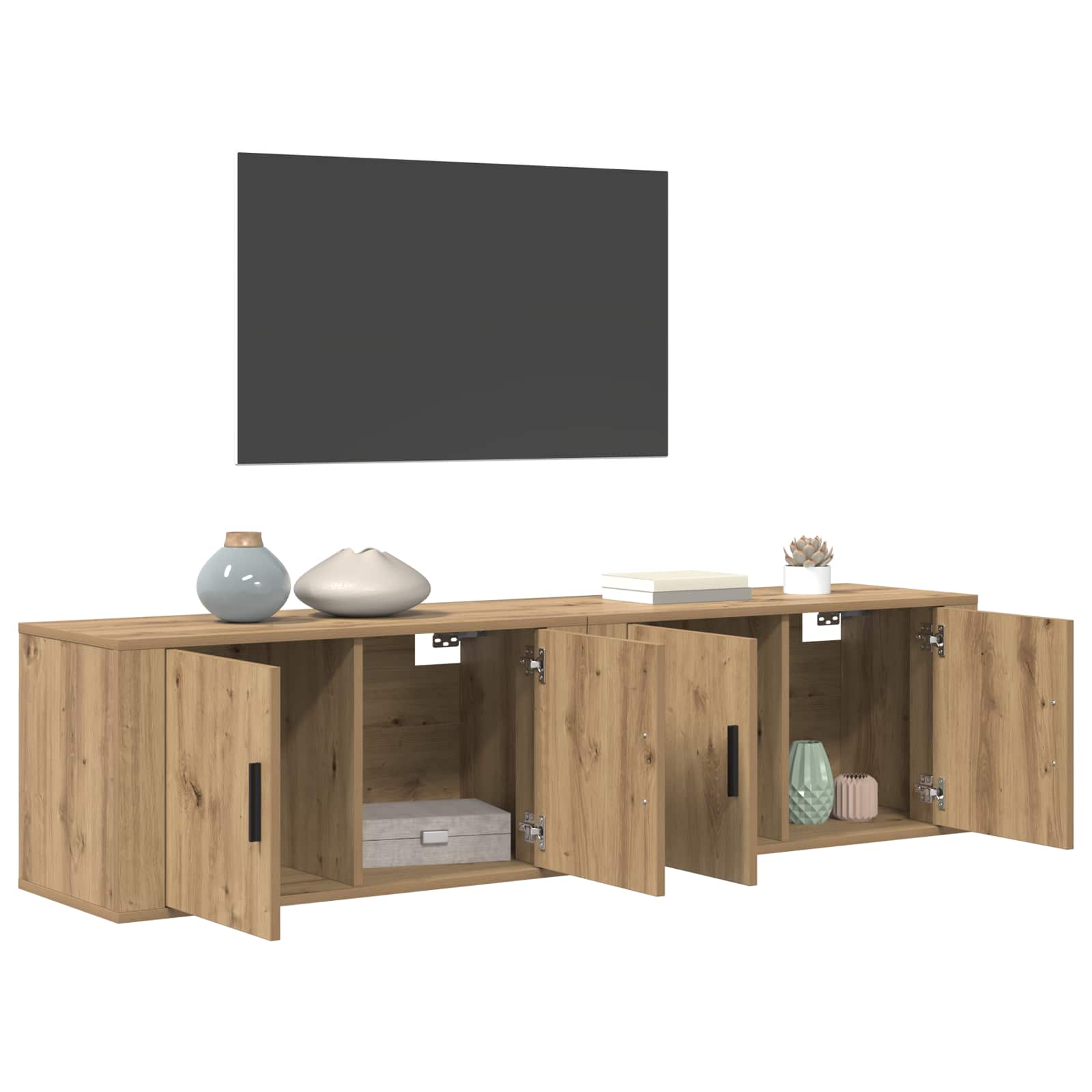 Wand-TV-Schrank Set 2 pcs Artisan-Eiche Holzwerkstoff