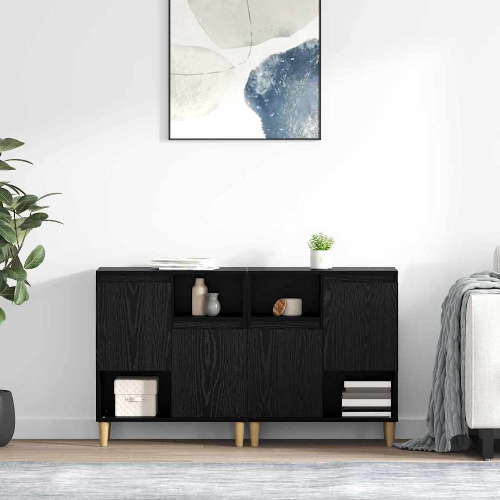Sideboards 2 pcs Schwarz Eichen-Optik 60 x 35 x 70 cm