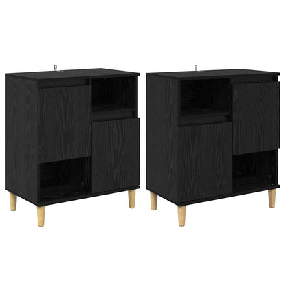 Sideboards 2 stk. Schwarz Eichen-Optik 60 x 35 x 70 cm