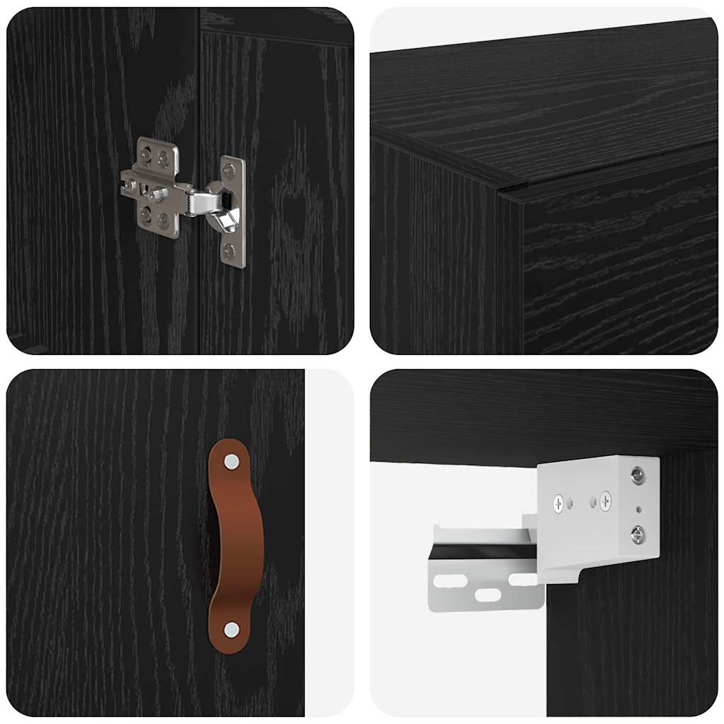 Wandmontierter Schrank 2 stk. Schwarz Eichen-Optik