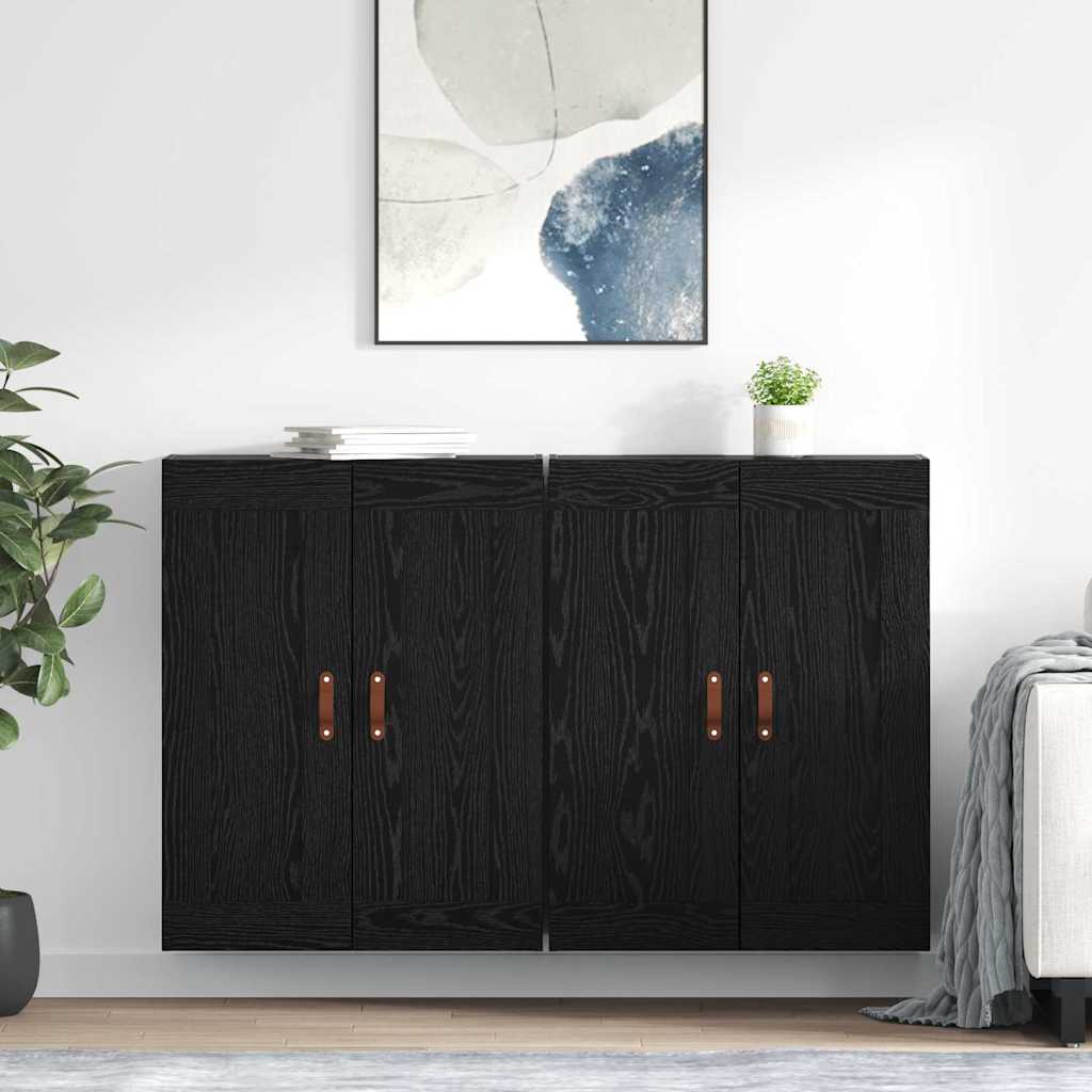 Wandmontierter Schrank 2 stk. Schwarz Eichen-Optik