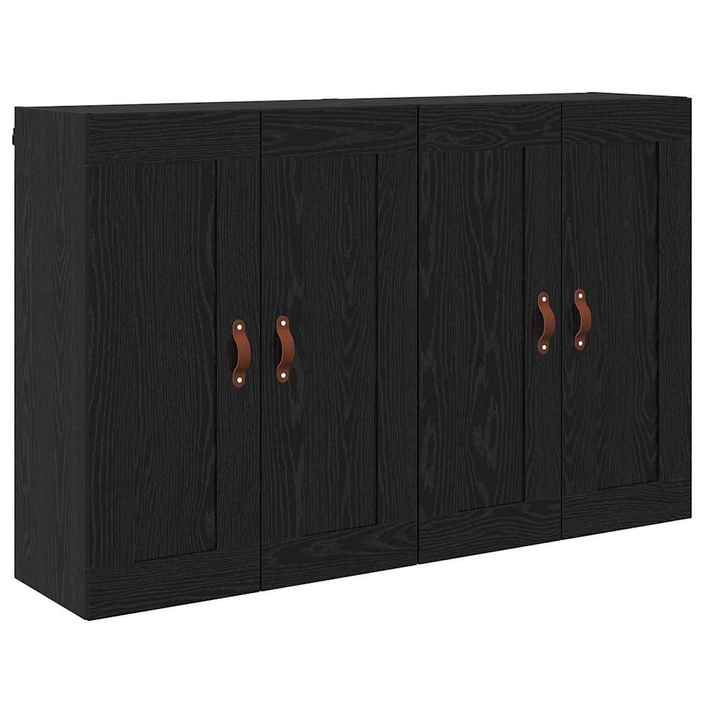 Wandmontierter Schrank 2 stk. Schwarz Eichen-Optik