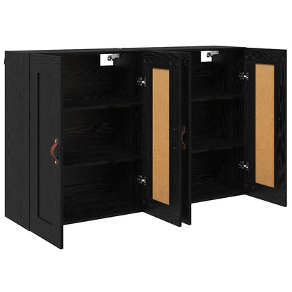 Wandmontierter Schrank 2 stk. Schwarz Eichen-Optik