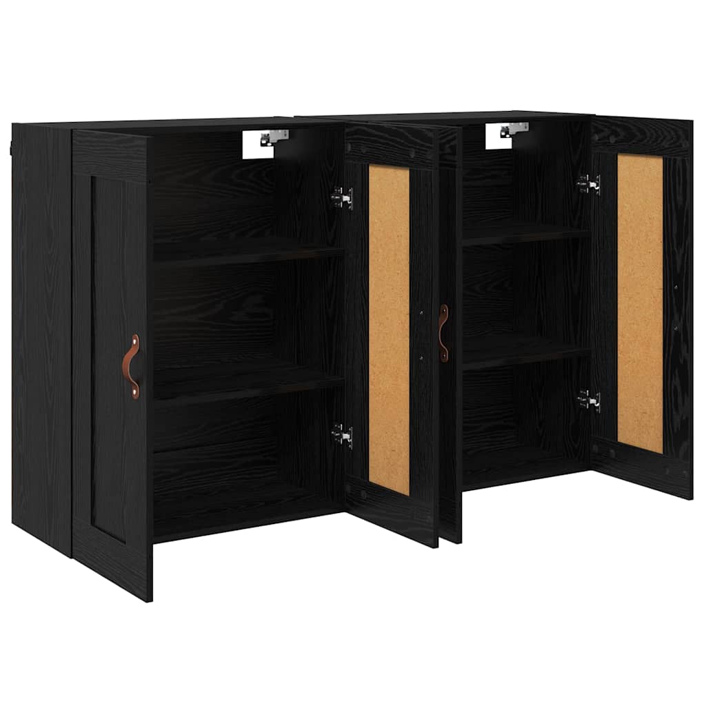Wandmontierter Schrank 2 stk. Schwarz Eichen-Optik