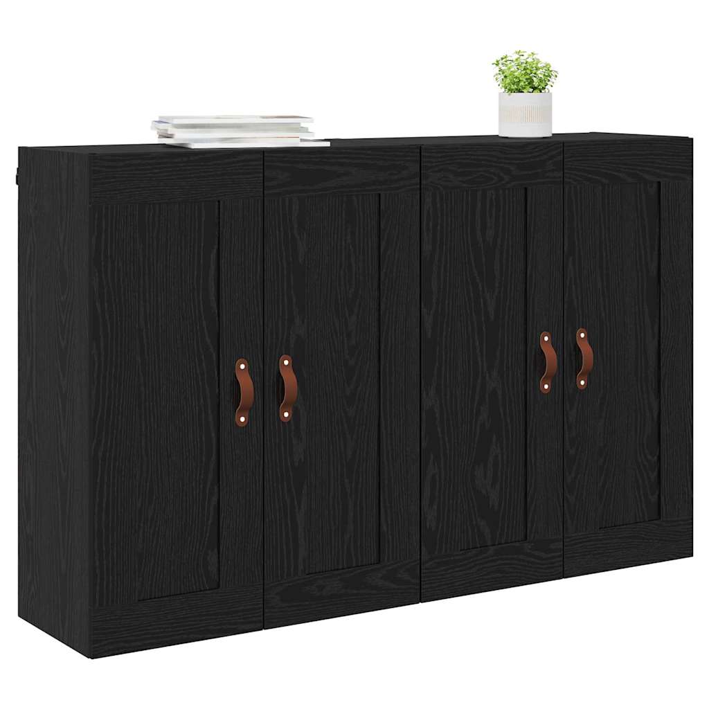 Wandmontierter Schrank 2 stk. Schwarz Eichen-Optik