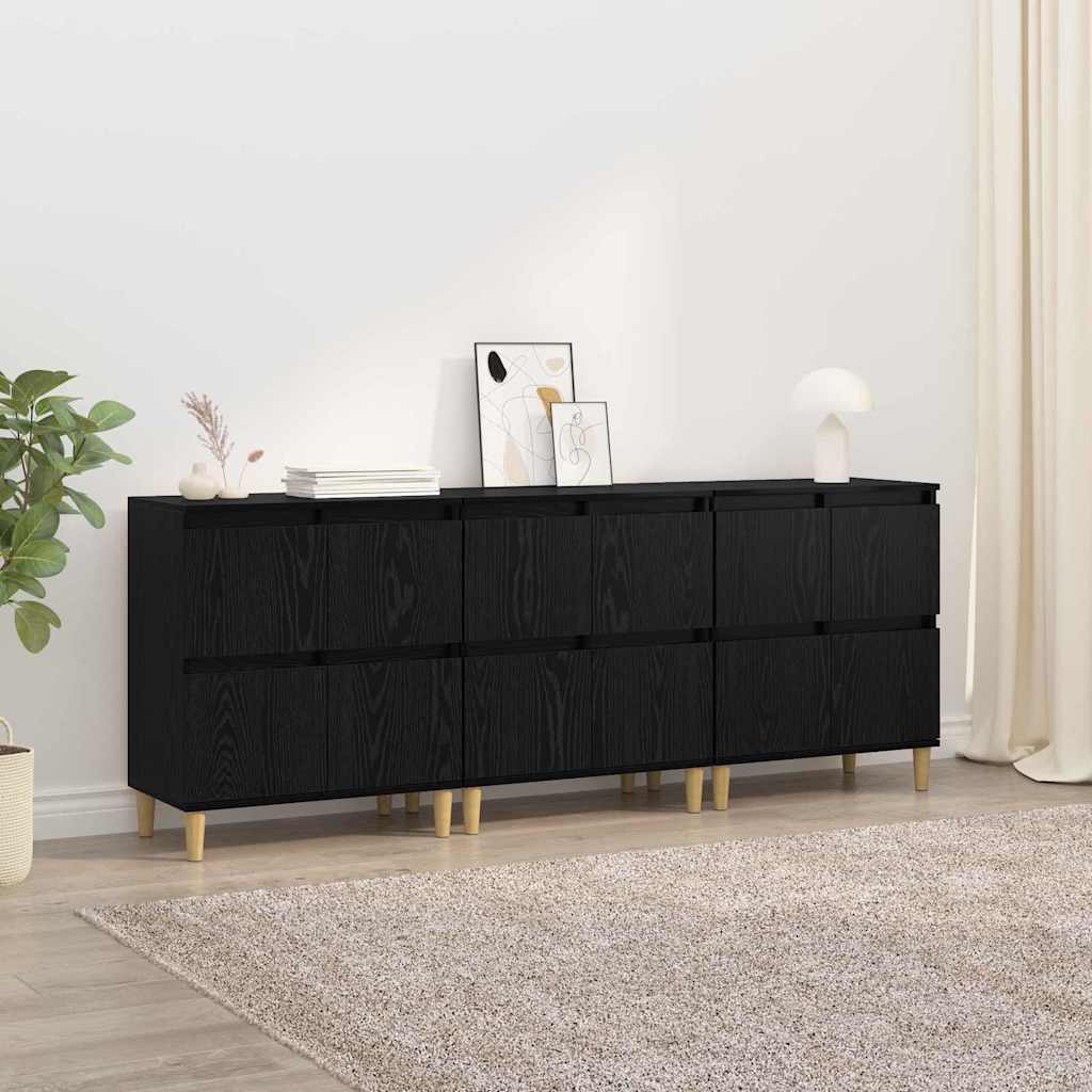 Sideboards 3 stk. Schwarz Eichen-Optik 60 x 35 x 70 cm