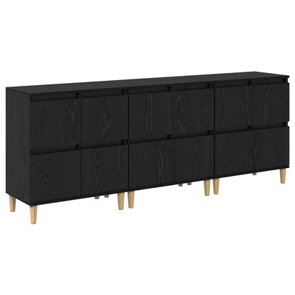 Sideboards 3 stk. Schwarz Eichen-Optik 60 x 35 x 70 cm