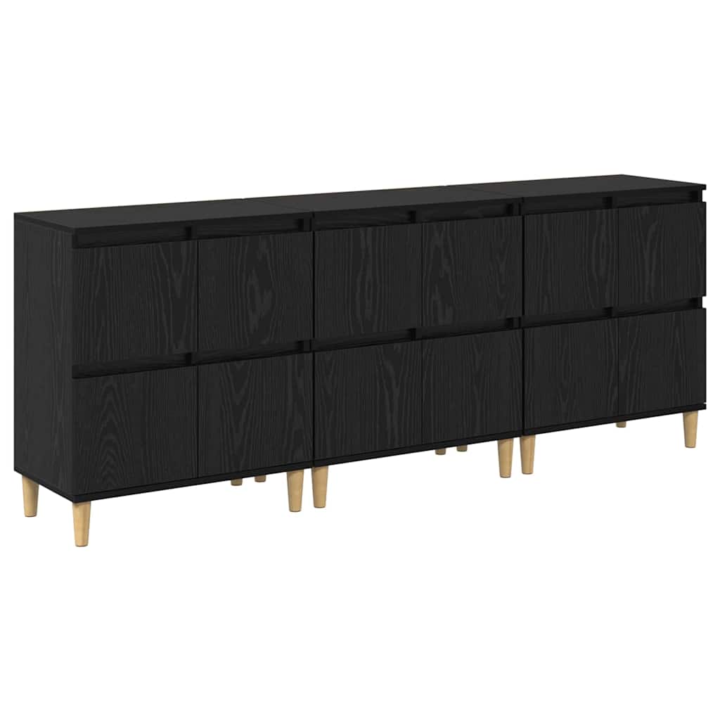 Sideboards 3 stk. Schwarz Eichen-Optik 60 x 35 x 70 cm