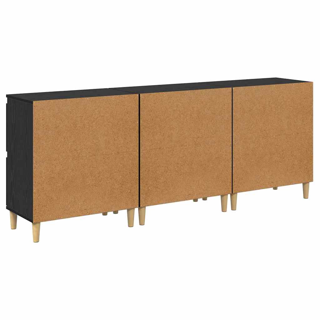 Sideboards 3 stk. Schwarz Eichen-Optik 60 x 35 x 70 cm