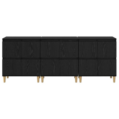 Sideboards 3 stk. Schwarz Eichen-Optik 60 x 35 x 70 cm