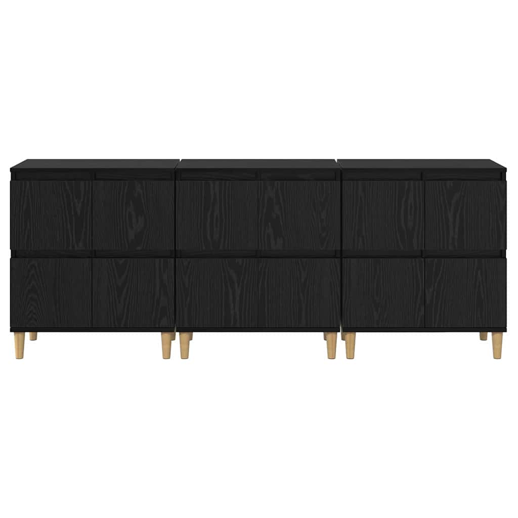 Sideboards 3 stk. Schwarz Eichen-Optik 60 x 35 x 70 cm