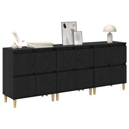 Sideboards 3 stk. Schwarz Eichen-Optik 60 x 35 x 70 cm