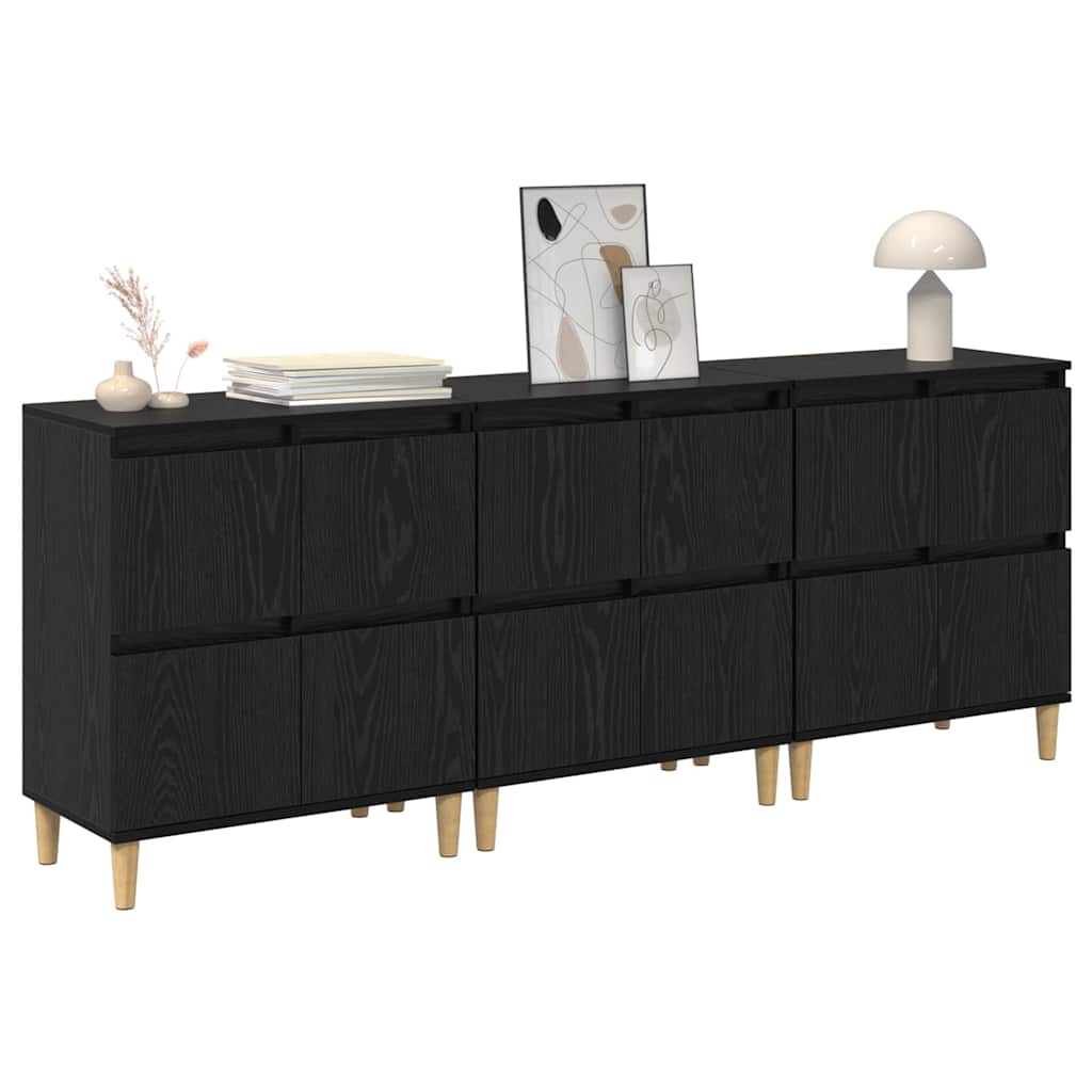 Sideboards 3 stk. Schwarz Eichen-Optik 60 x 35 x 70 cm