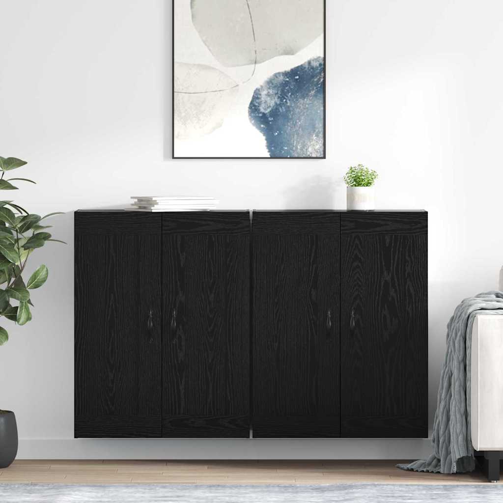 Wandmontierter Schrank 2 stk. Schwarz Eichen-Optik