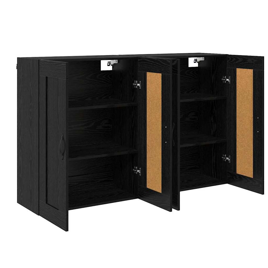 Wandmontierter Schrank 2 stk. Schwarz Eichen-Optik